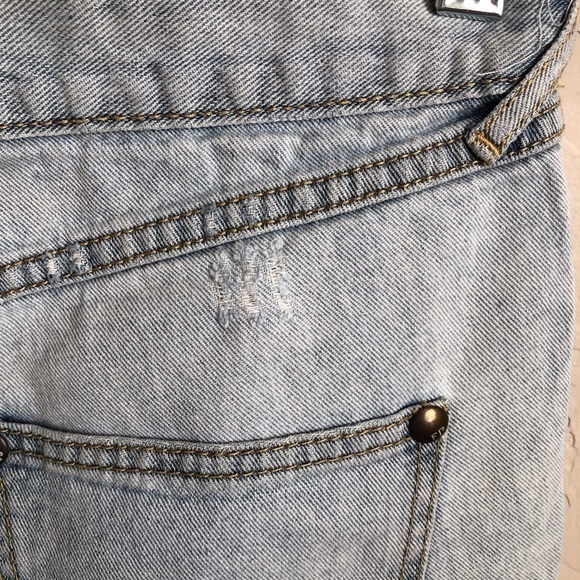 Free People Distressed Crochet Denim Shorts - Picture 6 of 13